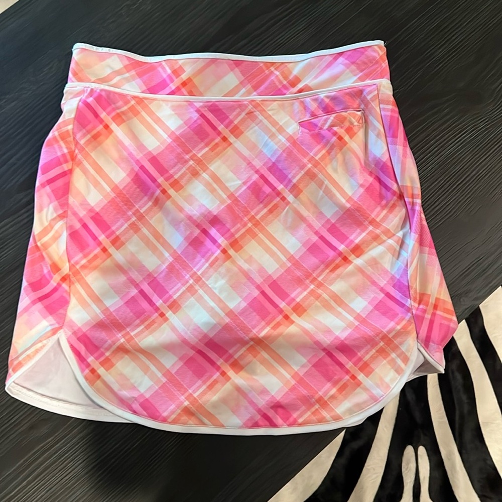 Pebble Beach orange and pink golf skirt with shorts